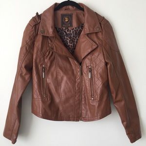 Dollhouse Brown/Deep Tan Vegan Leather Jacket
